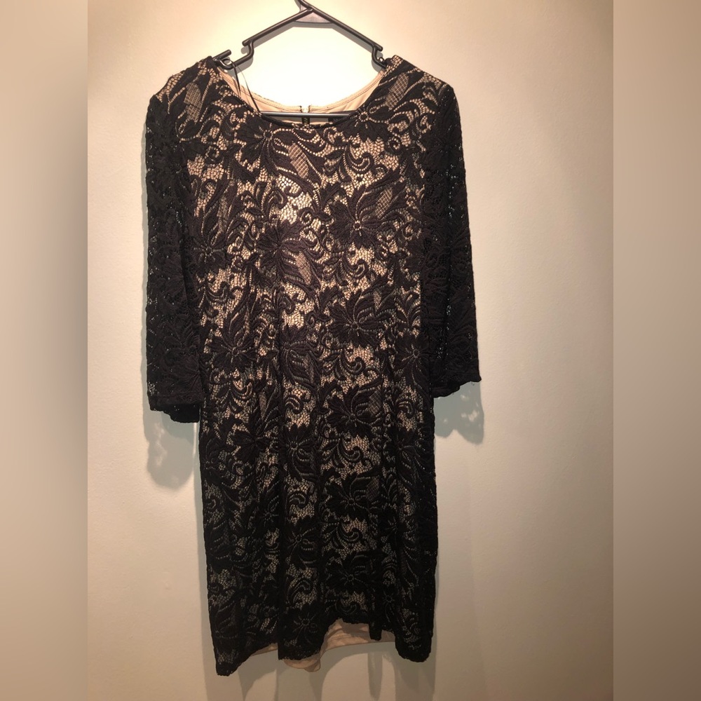 Black lace shift style, knee-length dress